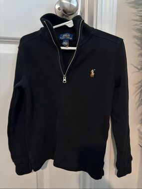 Polo by Ralph Lauren Black Half-Zip Sweater with Embroidered Pony